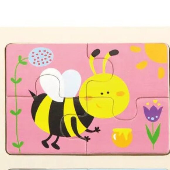 VIGA 4-in-1 Flat Wooden Puzzle w/Tray -Insects New Sealed For Age 18 Months+ - Picture 5 of 13